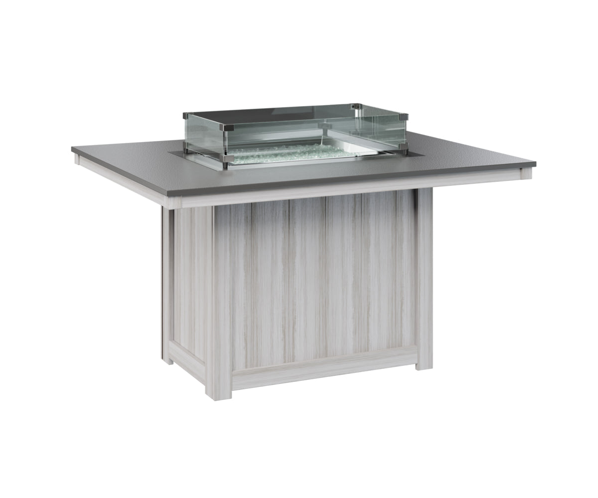 Berlin Gardens Donoma 42" x 54" Rectangular Fire Table Dining with Hammered Top