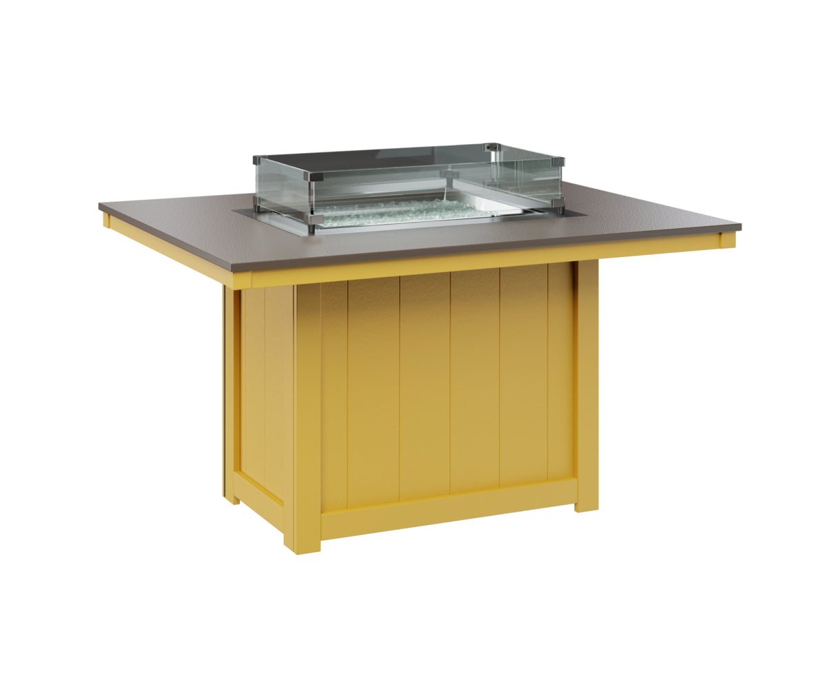 Berlin Gardens Donoma 42" x 54" Rectangular Fire Table Dining with Hammered Top