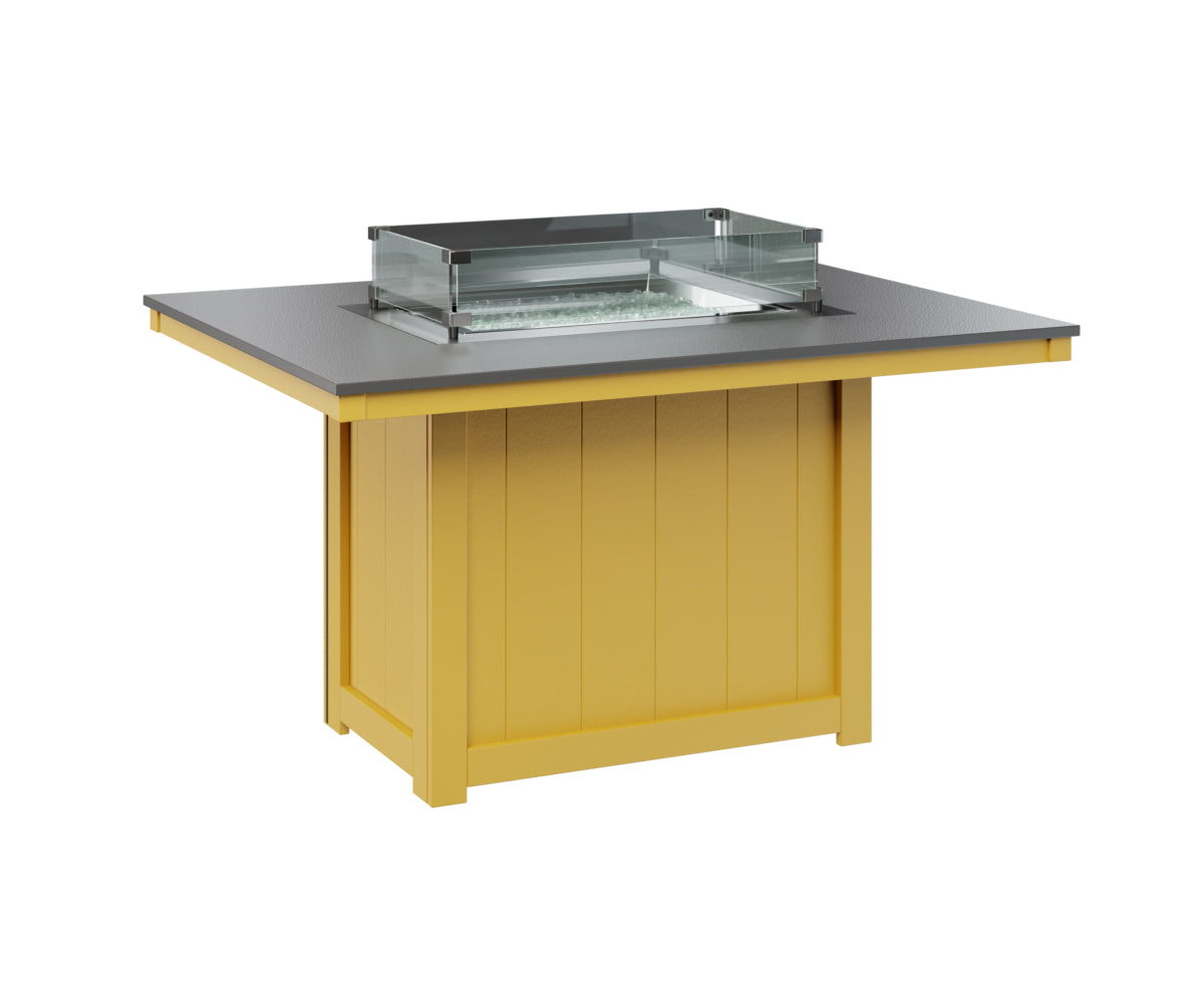 Berlin Gardens Donoma 42" x 54" Rectangular Fire Table Dining with Hammered Top