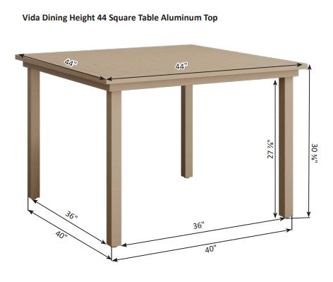 Berlin Gardens Vida Aluminum 44" Square Dining Table