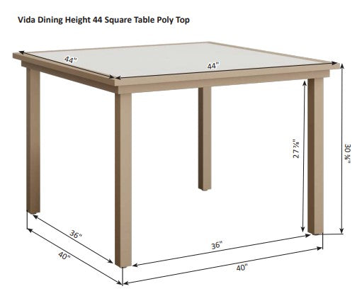 Berlin Gardens Vida Poly 44" Square Dining Table
