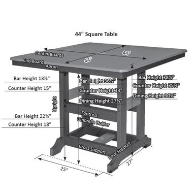 Berlin Gardens Garden Classic Standard Top 44" Square Bar Table