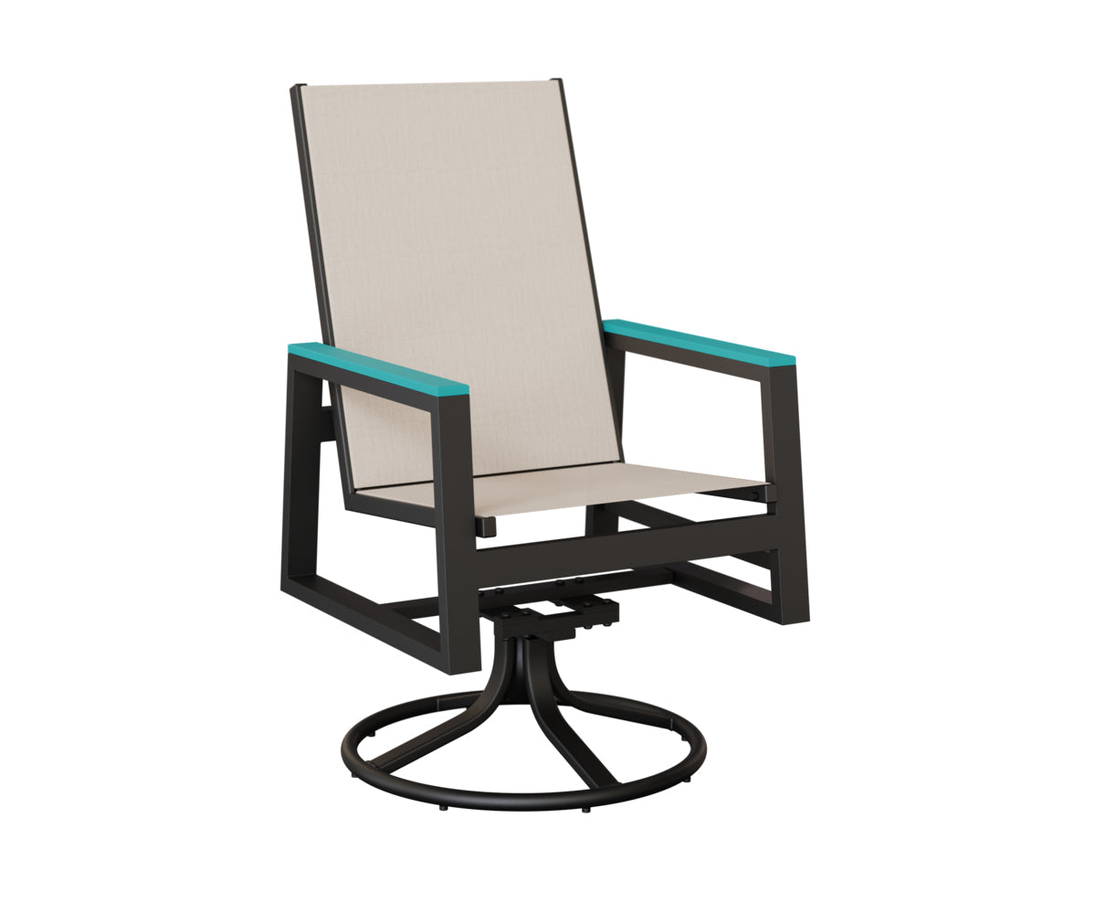 Berlin Gardens Vida High Back Padded Sling Swivel Rocker Dining Chair