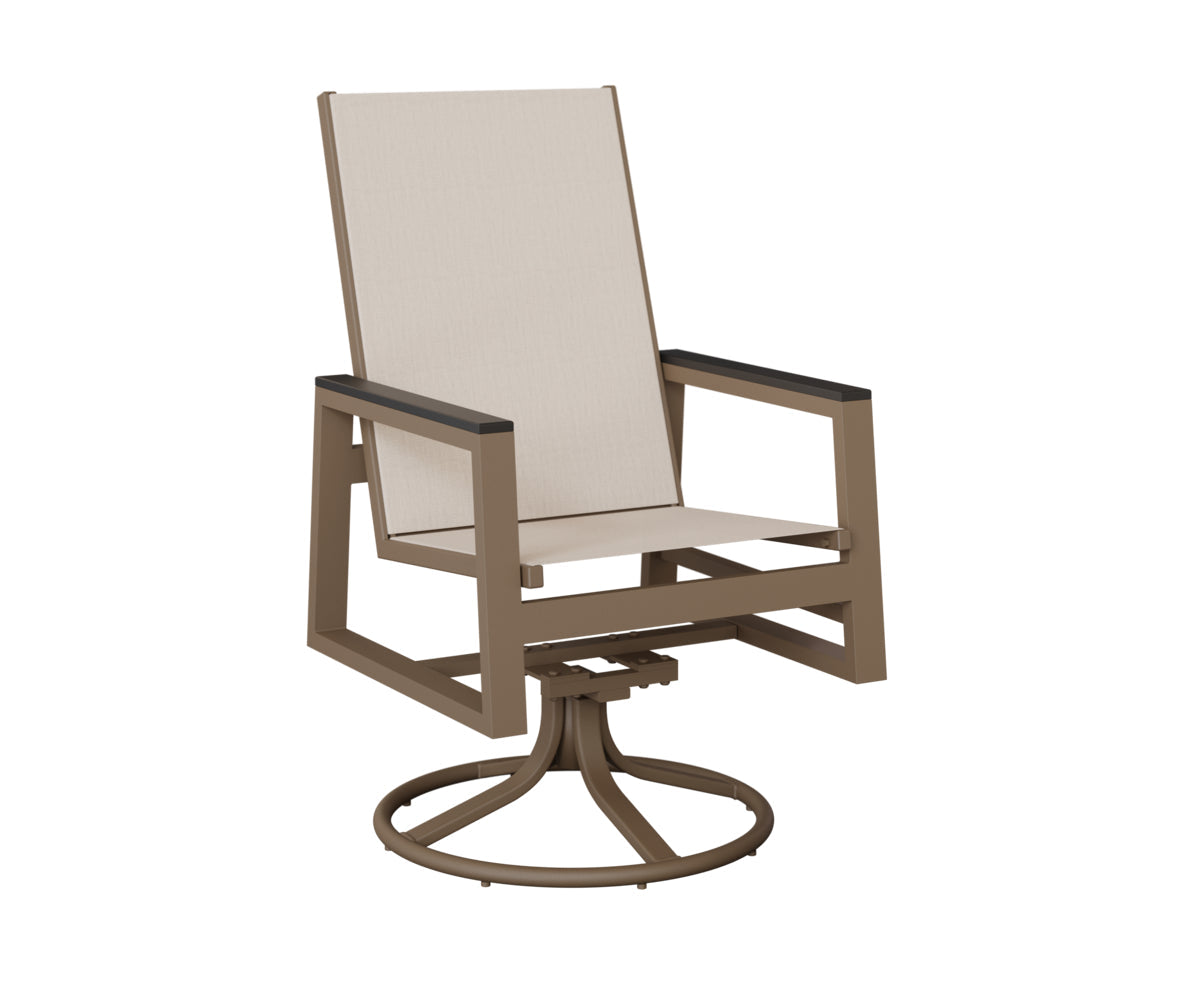 Berlin Gardens Vida High Back Padded Sling Swivel Rocker Dining Chair