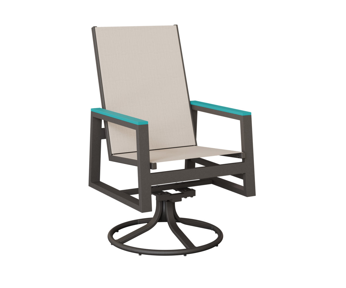 Berlin Gardens Vida High Back Padded Sling Swivel Rocker Dining Chair