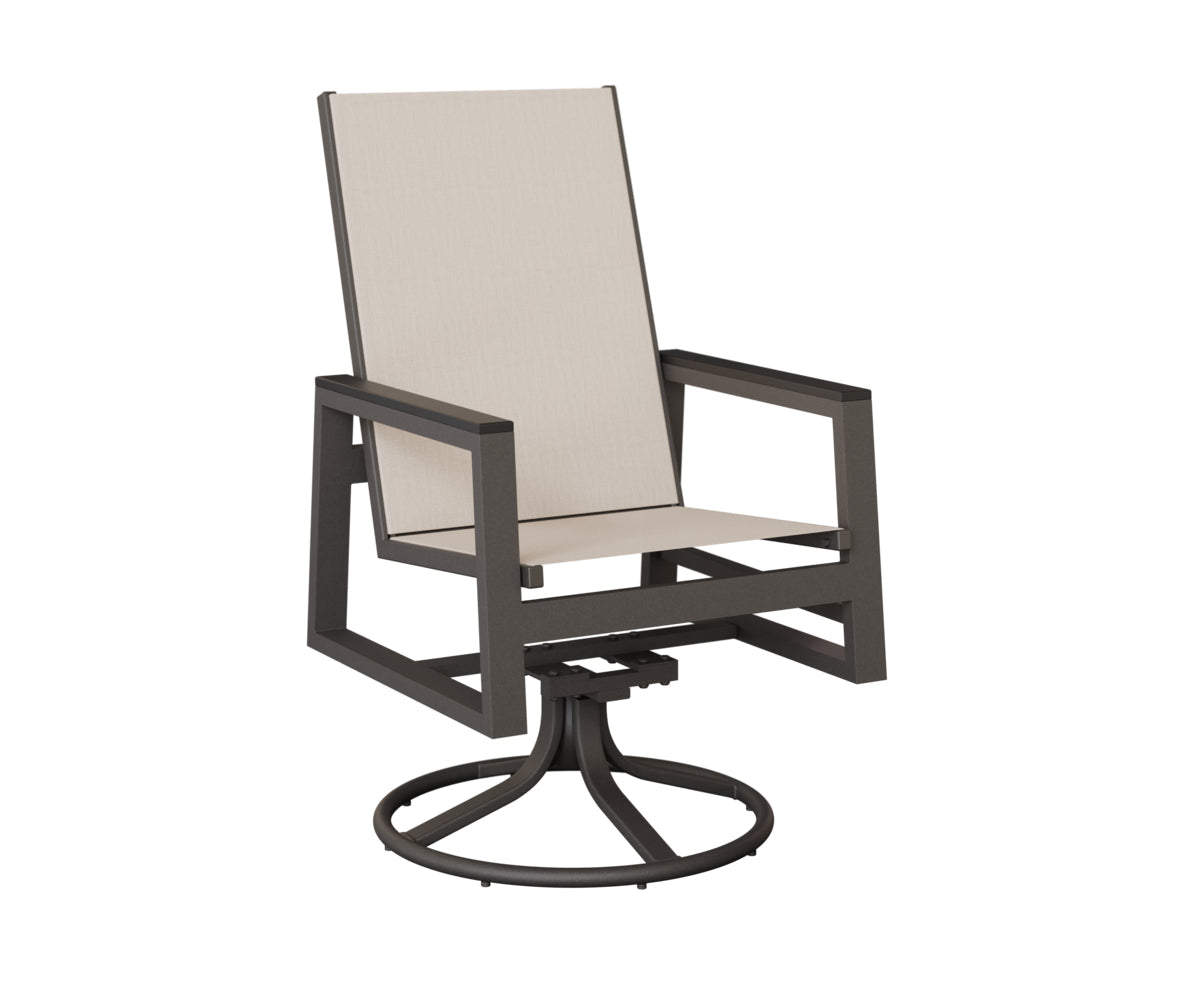 Berlin Gardens Vida High Back Padded Sling Swivel Rocker Dining Chair
