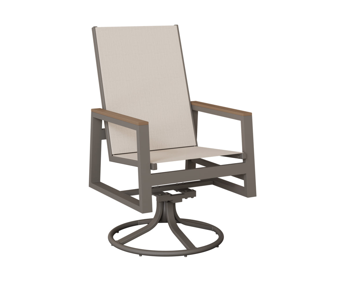 Berlin Gardens Vida High Back Padded Sling Swivel Rocker Dining Chair