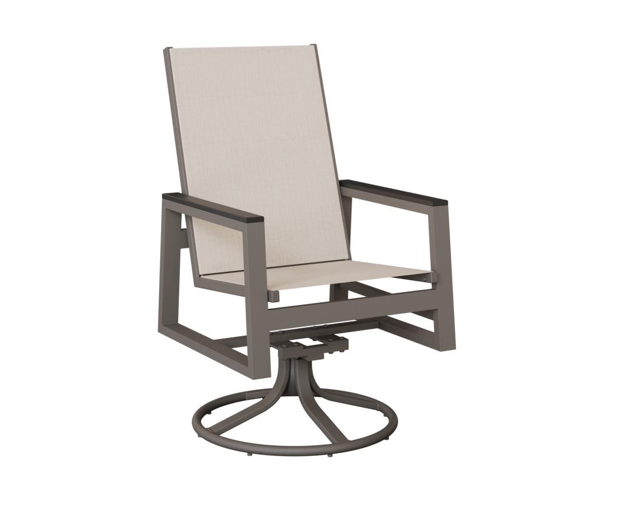 Berlin Gardens Vida High Back Padded Sling Swivel Rocker Dining Chair