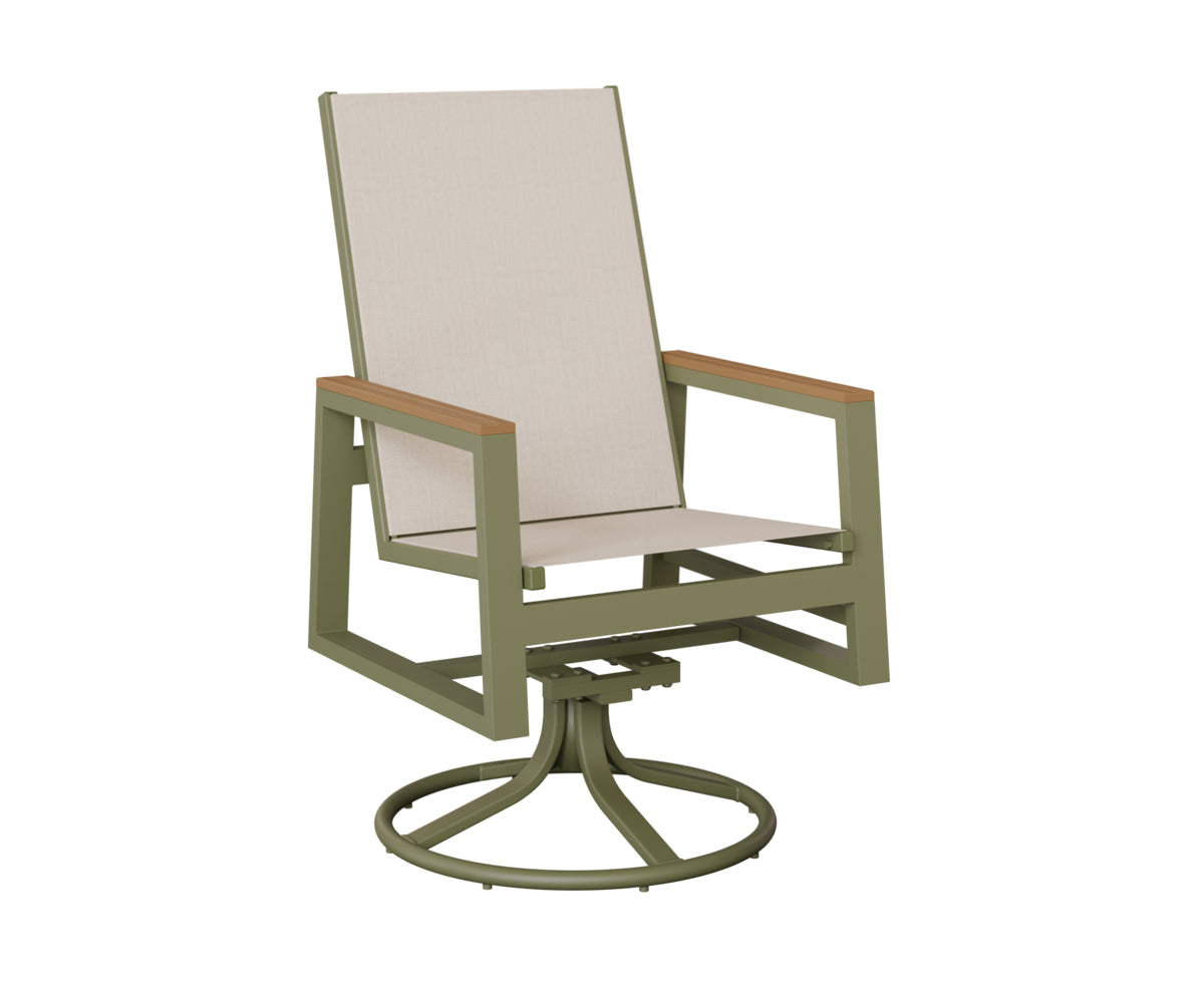 Berlin Gardens Vida High Back Padded Sling Swivel Rocker Dining Chair