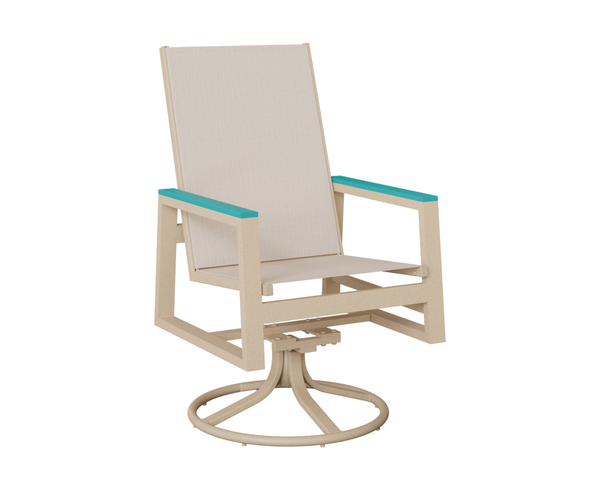 Berlin Gardens Vida High Back Padded Sling Swivel Rocker Dining Chair