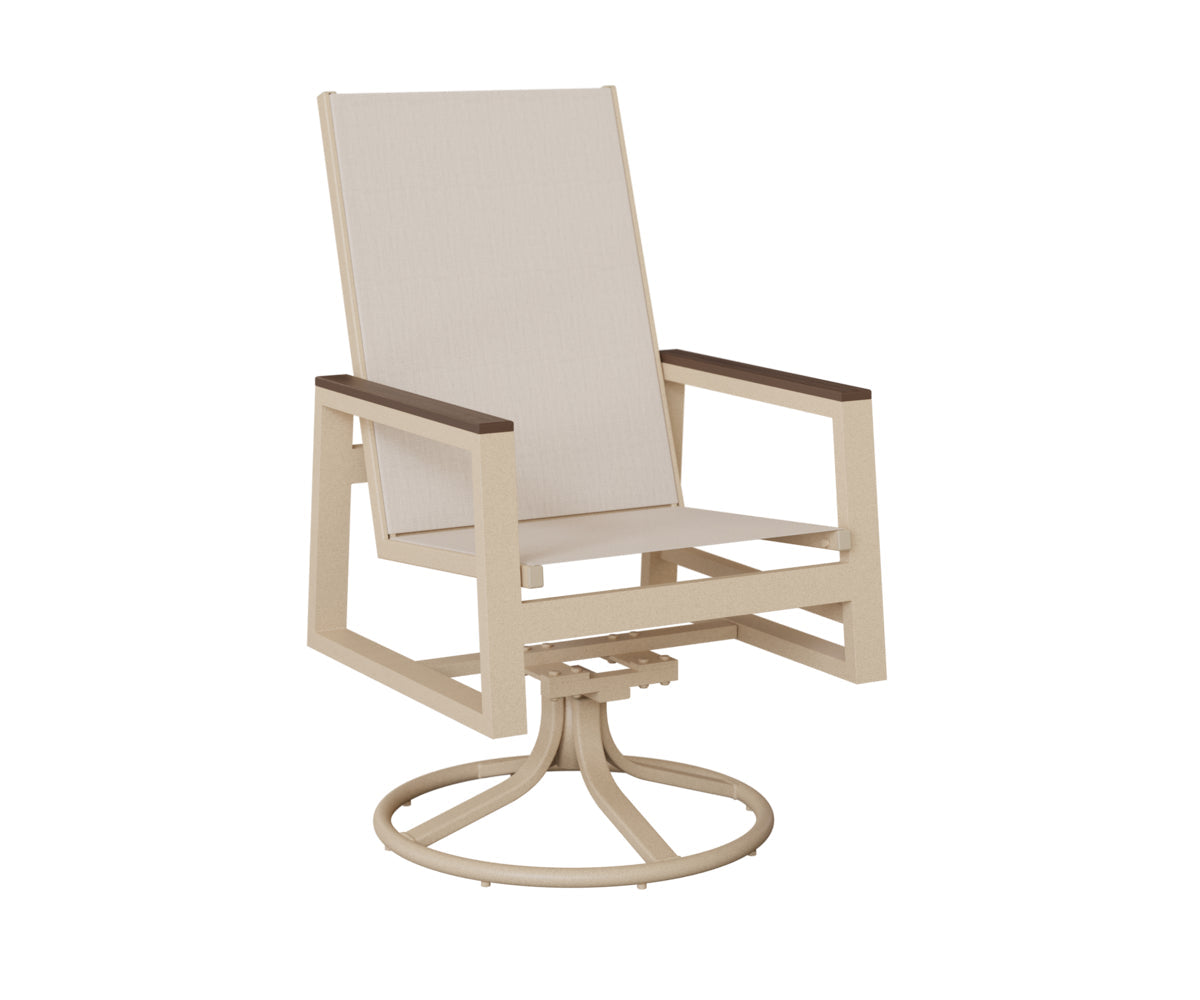 Berlin Gardens Vida High Back Padded Sling Swivel Rocker Dining Chair