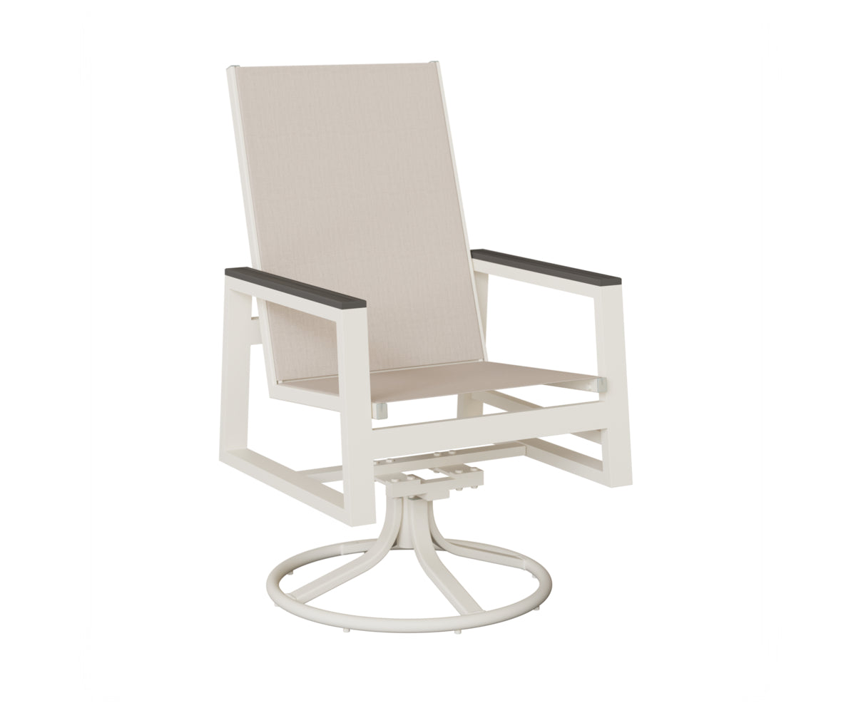 Berlin Gardens Vida High Back Padded Sling Swivel Rocker Dining Chair