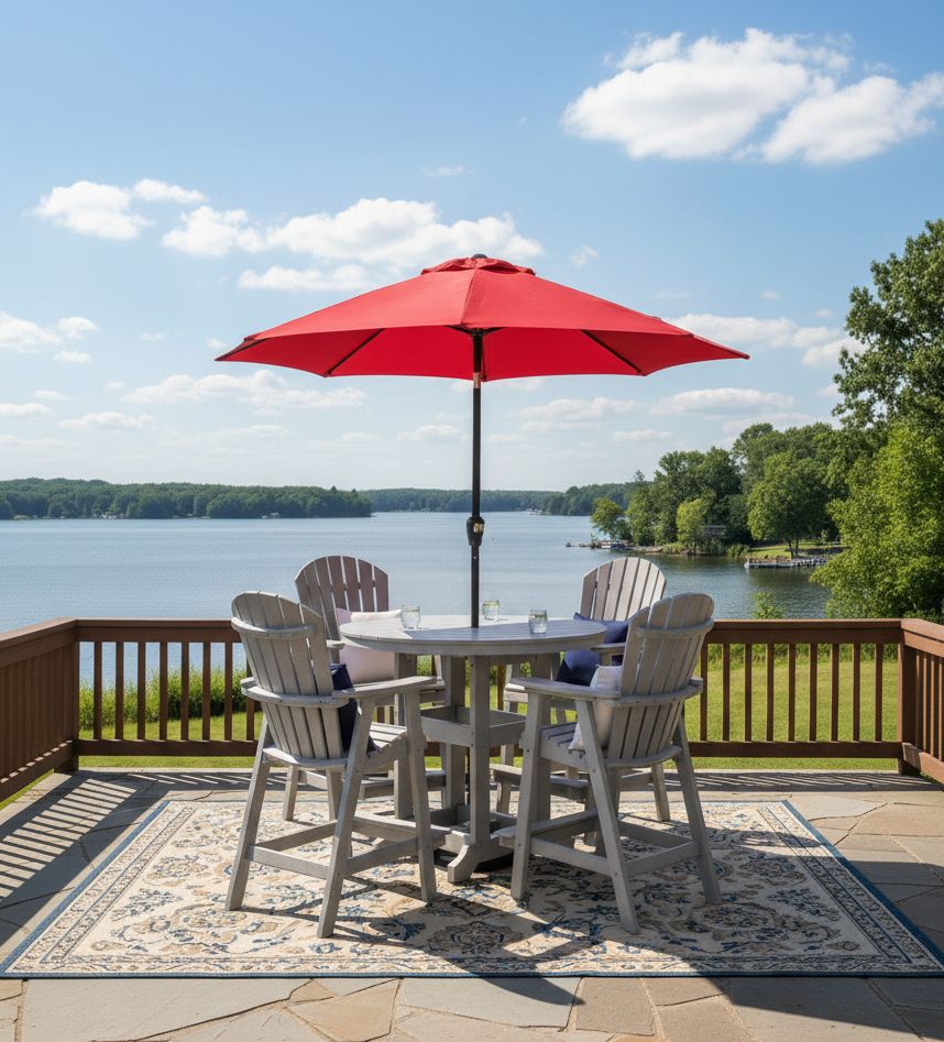 FREE 9' Market Umbrella With Purchase Of Berlin Gardens 5 Piece Bar Set