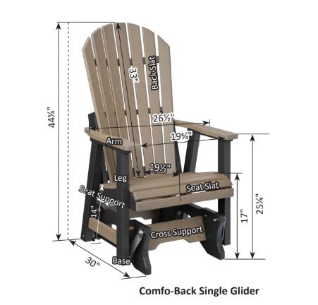 Berlin Gardens Comfo-Back Single Glider with Allochrome Brackets