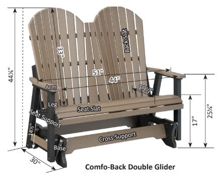 Berlin Gardens Comfo-Back Double Glider with Allochrome Brackets