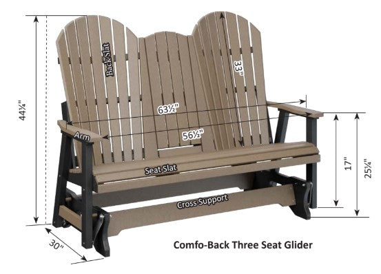 Berlin Gardens Comfo-Back Three Seat Glider w/Console Allochrome Brackets