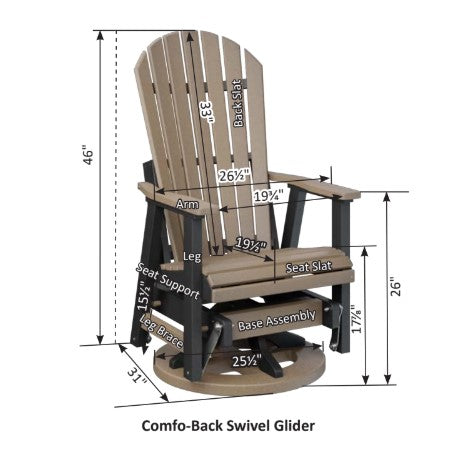 Berlin Gardens Comfo-Back Swivel Glider with Allochrome Brackets