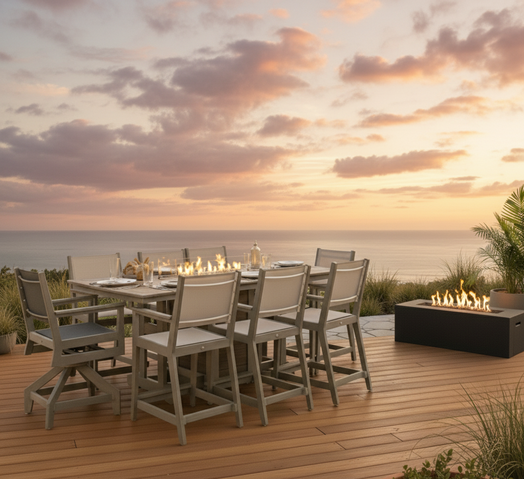 FREE Blaze Firepit With Purchase Of Berlin Gardens 9 Piece Counter Set