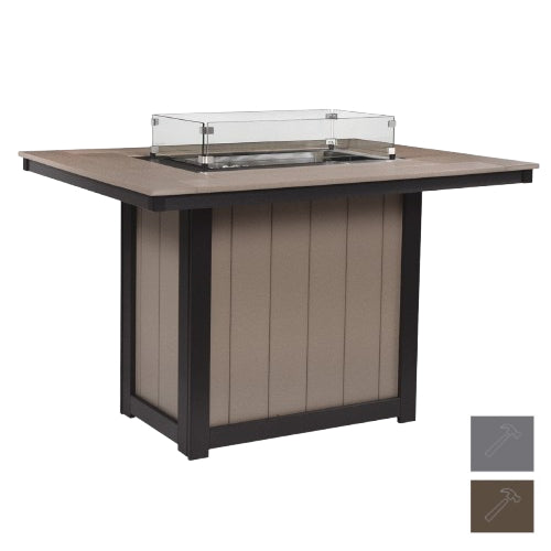 Berlin Gardens Donoma 42" x 54" Rectangular Fire Table Counter with Hammered Top