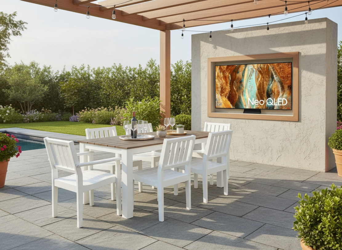 FREE 75” LED 4K Smart TV With Purchase Of Seaside Casual 7 Piece Dining Set