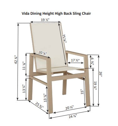 Berlin Gardens Vida High Back Regular Sling Dining Chair