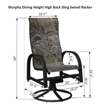 Berlin Gardens Murphy High Back Regular Sling Swivel Rocker Dining Chair