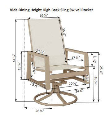 Berlin Gardens Vida High Back Regular Sling Swivel Rocker Dining Chair