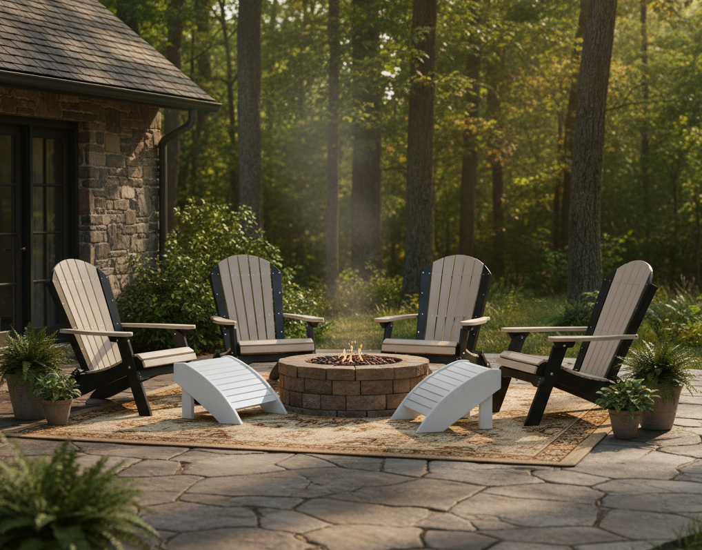 FREE 2 Ottomans With Purchase Of LuxCraft 4 Piece Folding Adirondack Chair Set