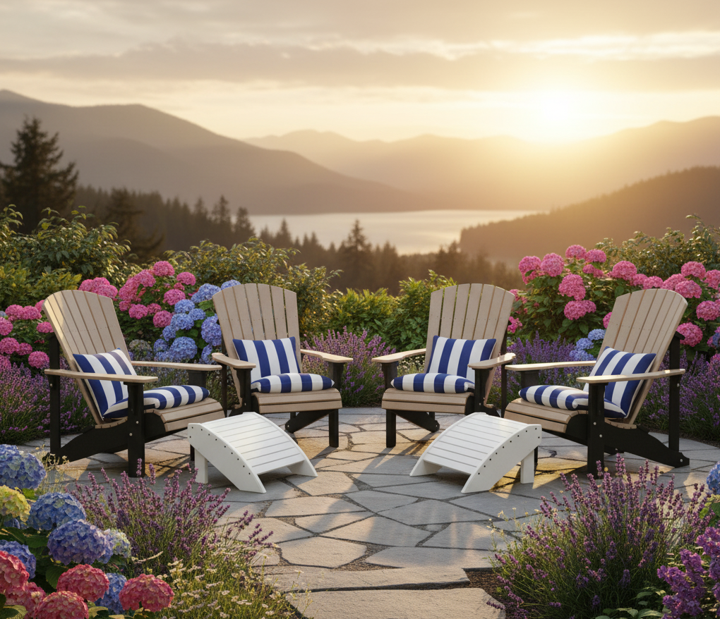 FREE 2 Ottomans With Purchase Of LuxCraft 4 Piece Deluxe Adirondack Chair Set