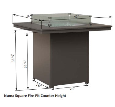 Berlin Gardens Numa 47" Square Counter Height Fire Table