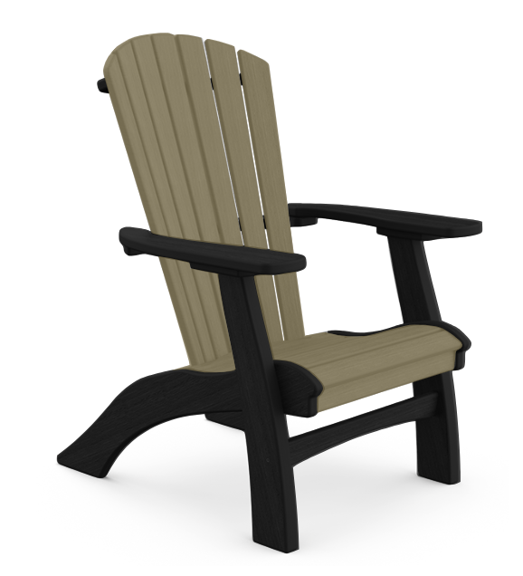 PolyCasual Raised Adirondack, Weatherwood on Black - Quick Ship