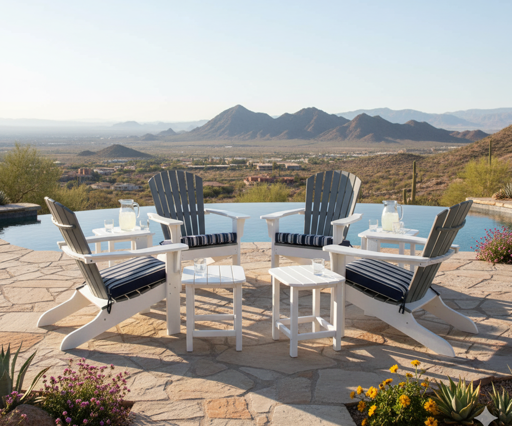 FREE 2 Side Tables With Purchase Of Seaside Casual 4 Piece Casual Adirondack Chair Set