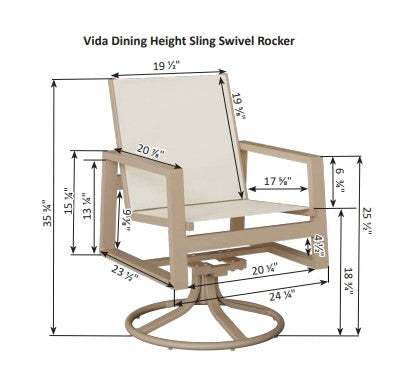 Berlin Gardens Vida Regular Sling Swivel Rocker Dining Chair