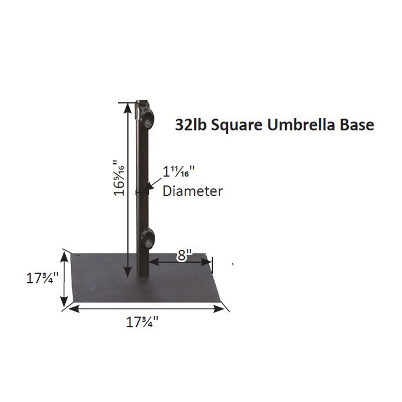 Berlin Gardens 32lb Square Umbrella Base - UBS32BK 2