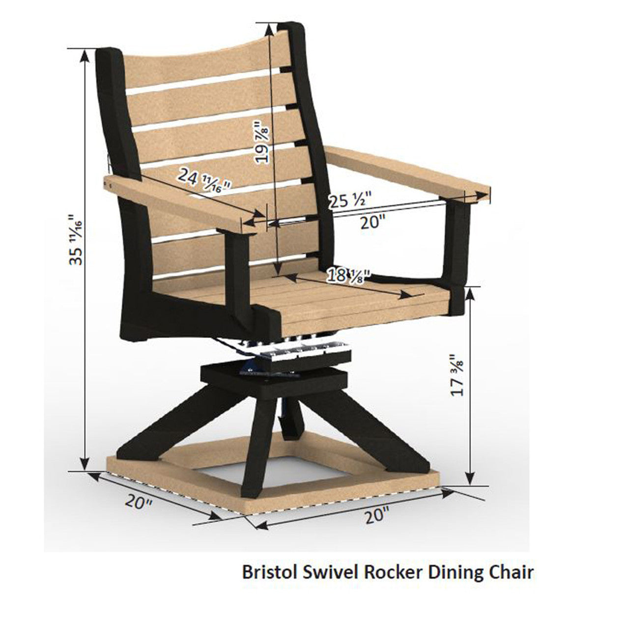 Berlin Gardens Bristol Swivel Rocker Dining Chair - BSRDC2036 2