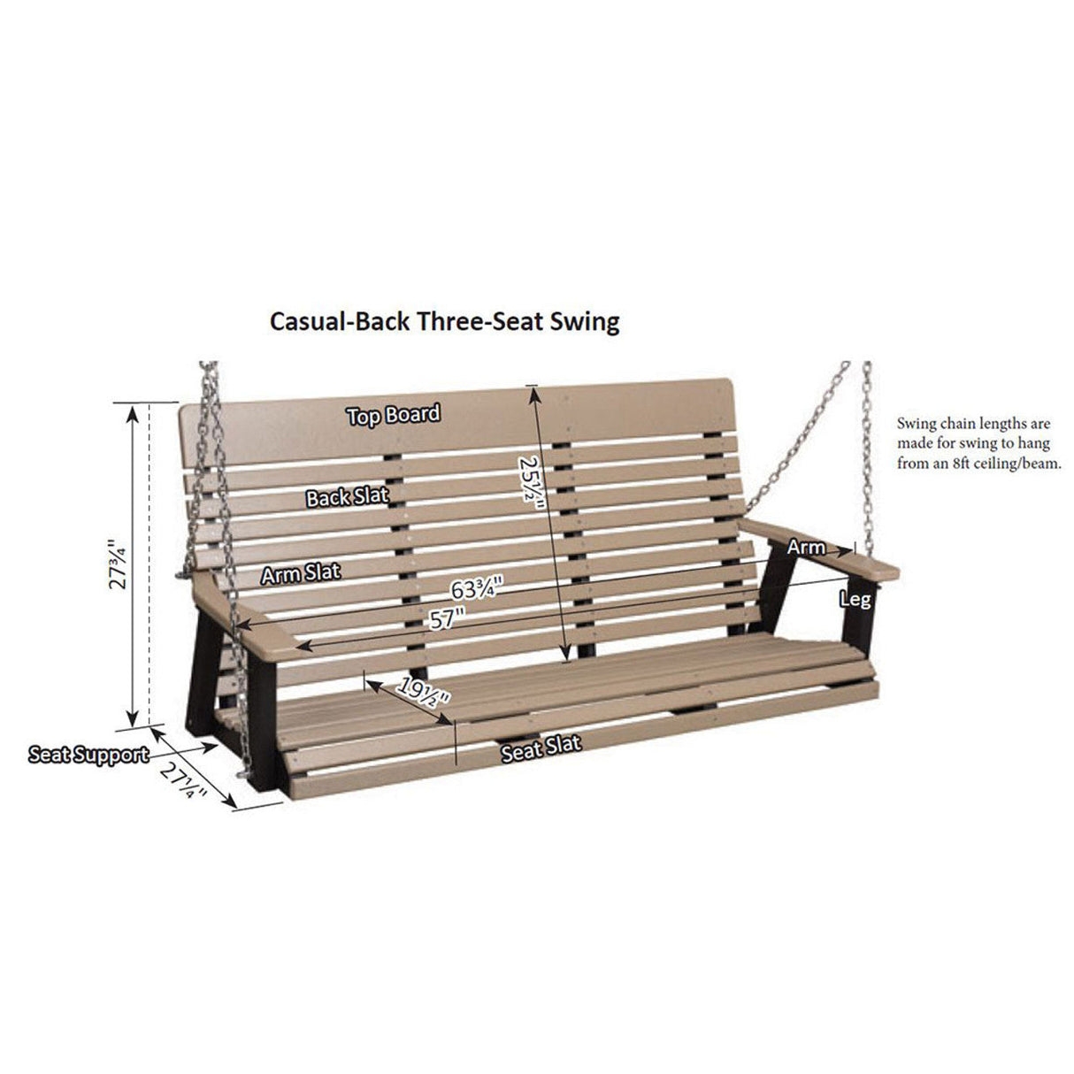 Berlin Gardens Casual-Back Three Seat Swing - PLTS6000SS 2