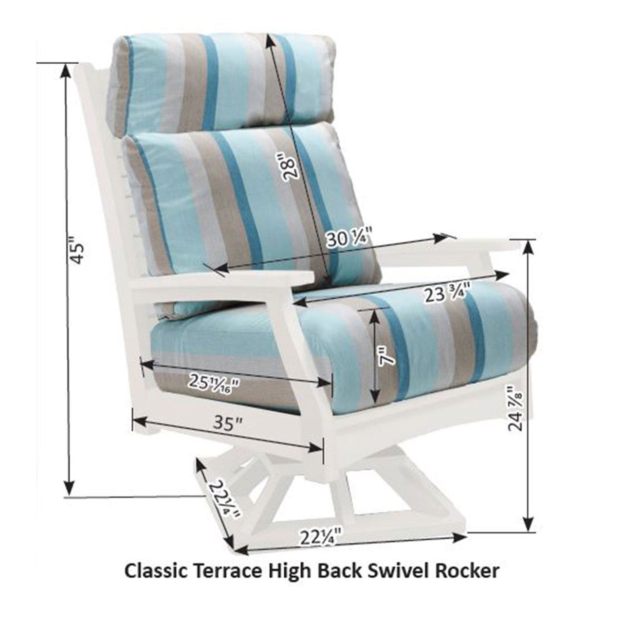 Berlin Gardens Classic Terrace High Back Cushion - CTHBC2824 2