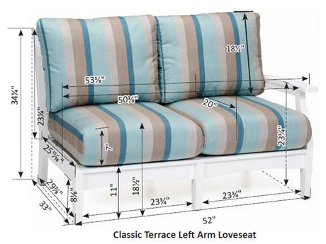 Berlin Gardens Classic Terrace Left Arm Loveseat - CTLSL5334 2