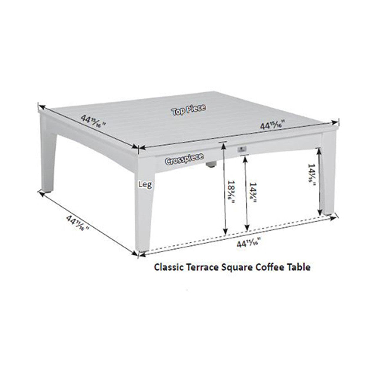 Berlin Gardens Classic Terrace Square Coffee Table - CTSCT4545 2