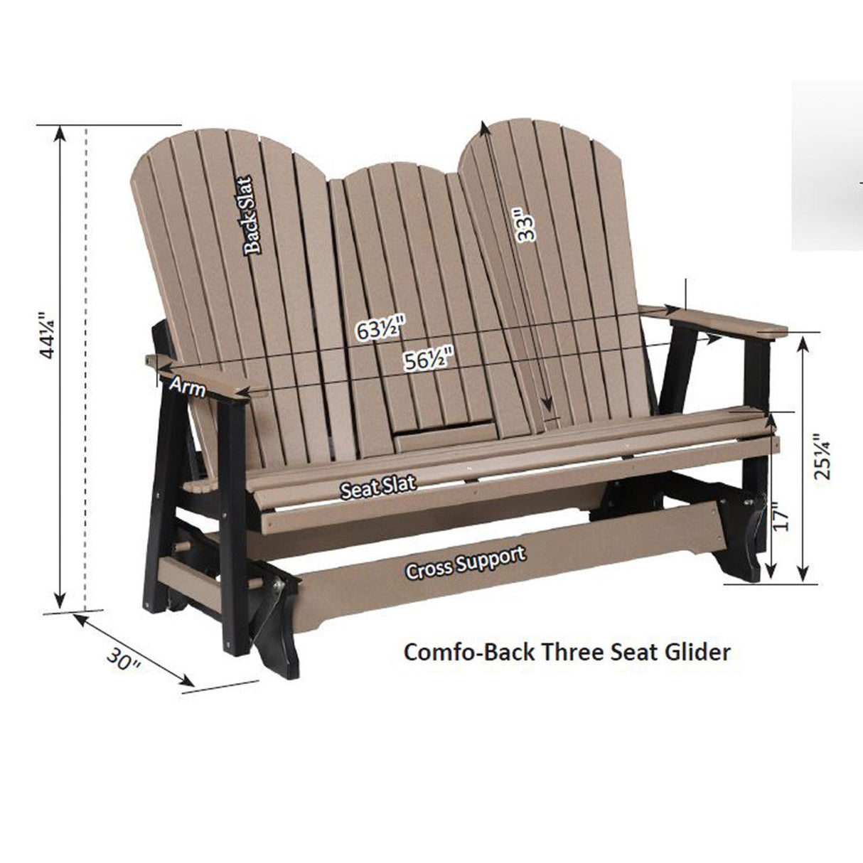 Berlin Gardens Comfo-Back Three Seat Glider w/Console - PCTG6000 2