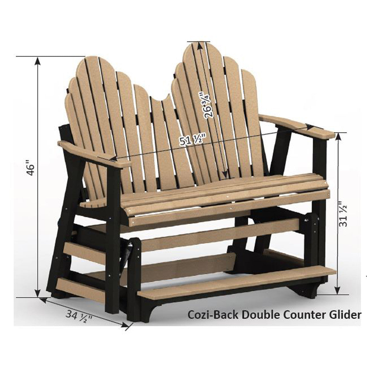 Berlin Gardens Cozi-Back Double Counter Glider with Allochrome Brackets