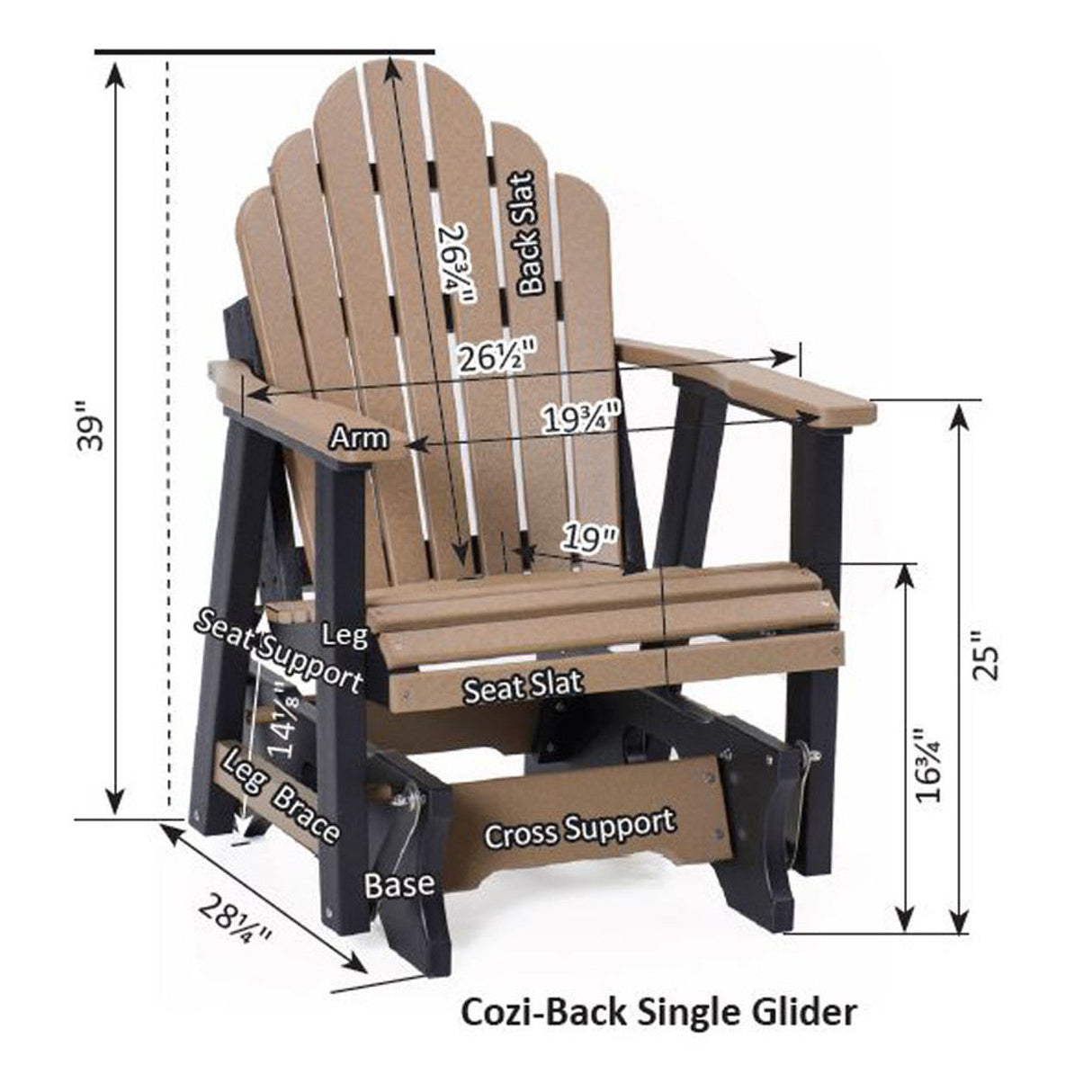Berlin Gardens Cozi-Back Single Glider - PZTG2400 2