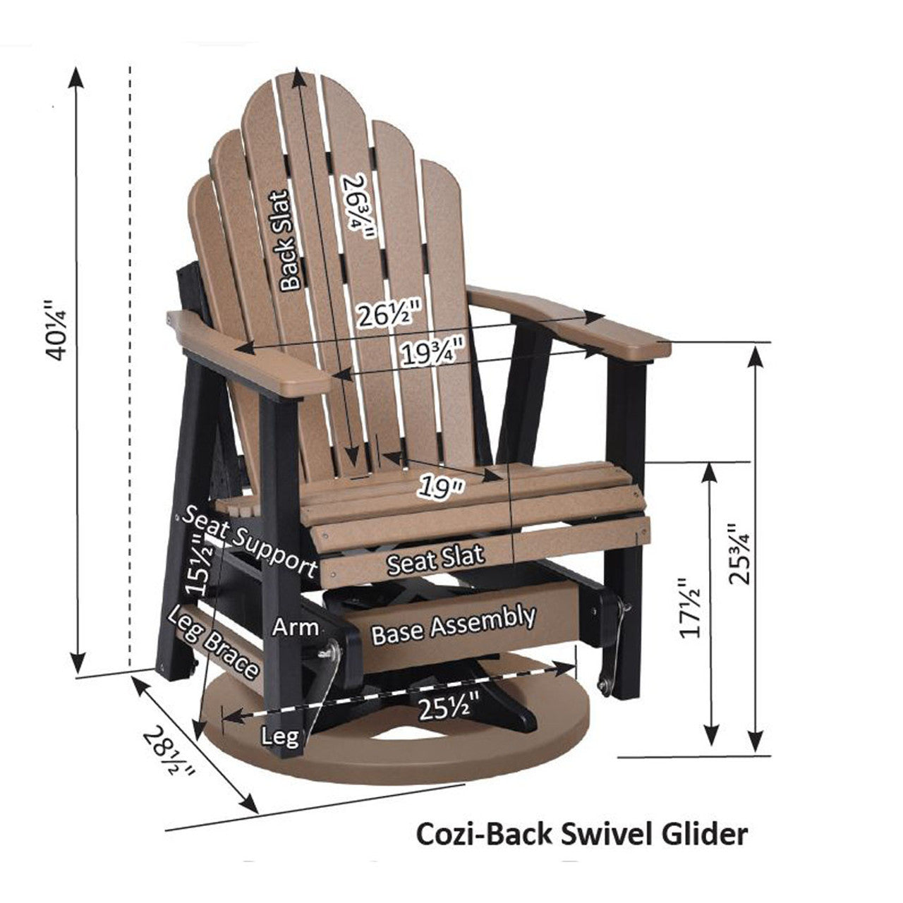 Berlin Gardens Cozi-Back Swivel Glider with Allochrome Brackets