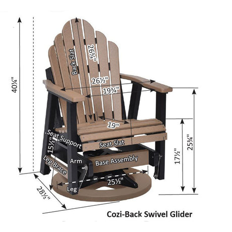 Berlin Gardens Cozi-Back Swivel Glider - PZSG2638 2