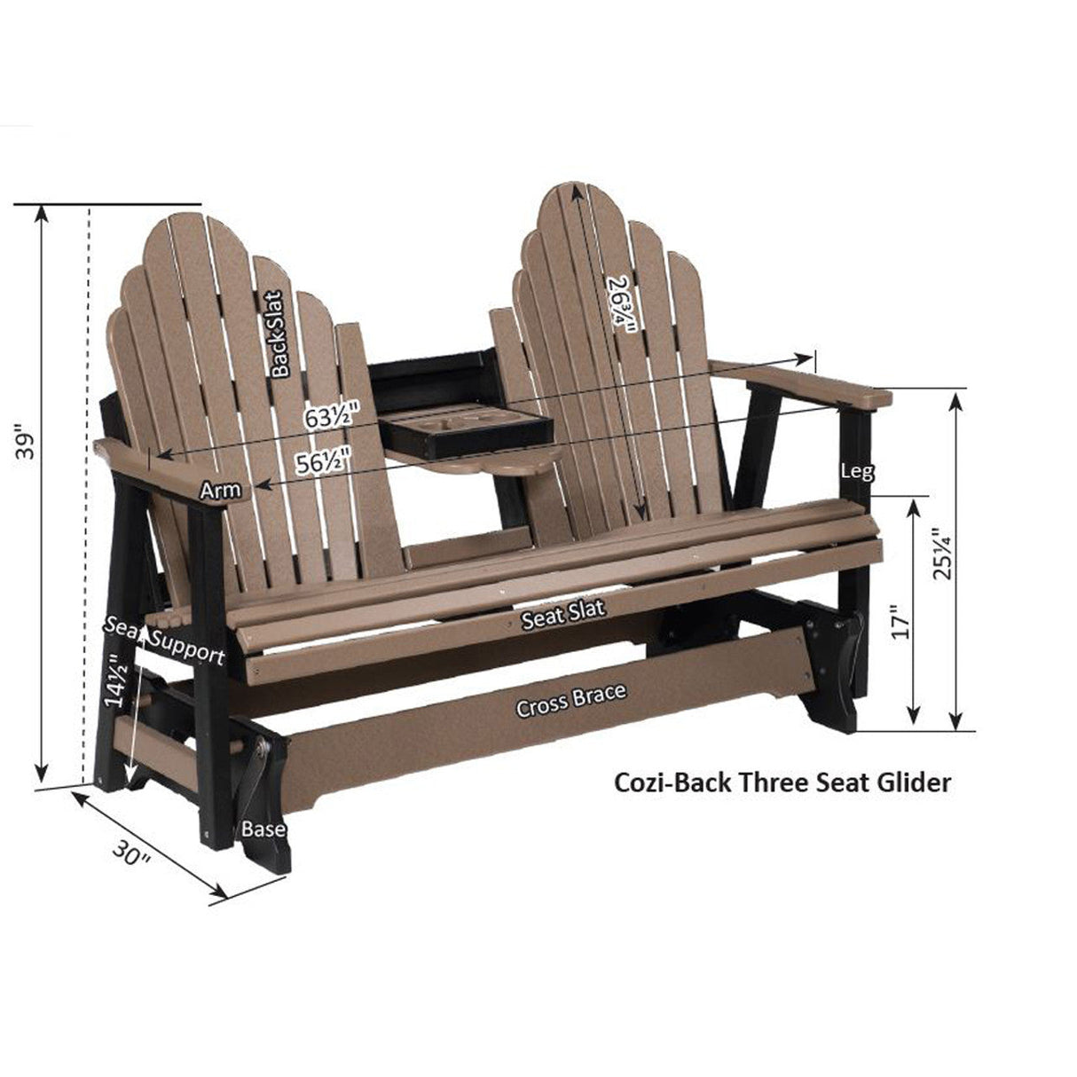 Berlin Gardens Cozi-Back Three Seat Glider w/Console - PZTG6000 2