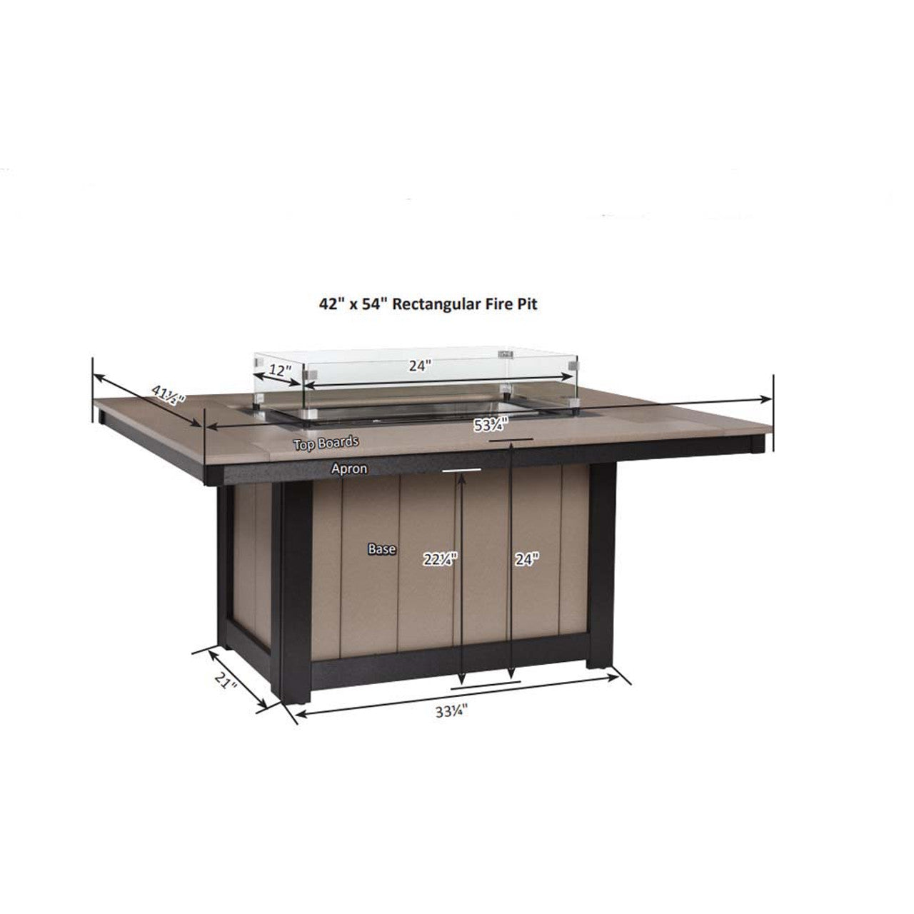 Berlin Gardens Donoma Hammered Top 42" x 54" Rectangular Fire Pit - DHFFP4254 2