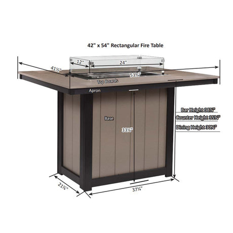 Berlin Gardens Donoma Hammered Top 42" x 54" Rectangular Fire Table Bar - DHFT4254B 2