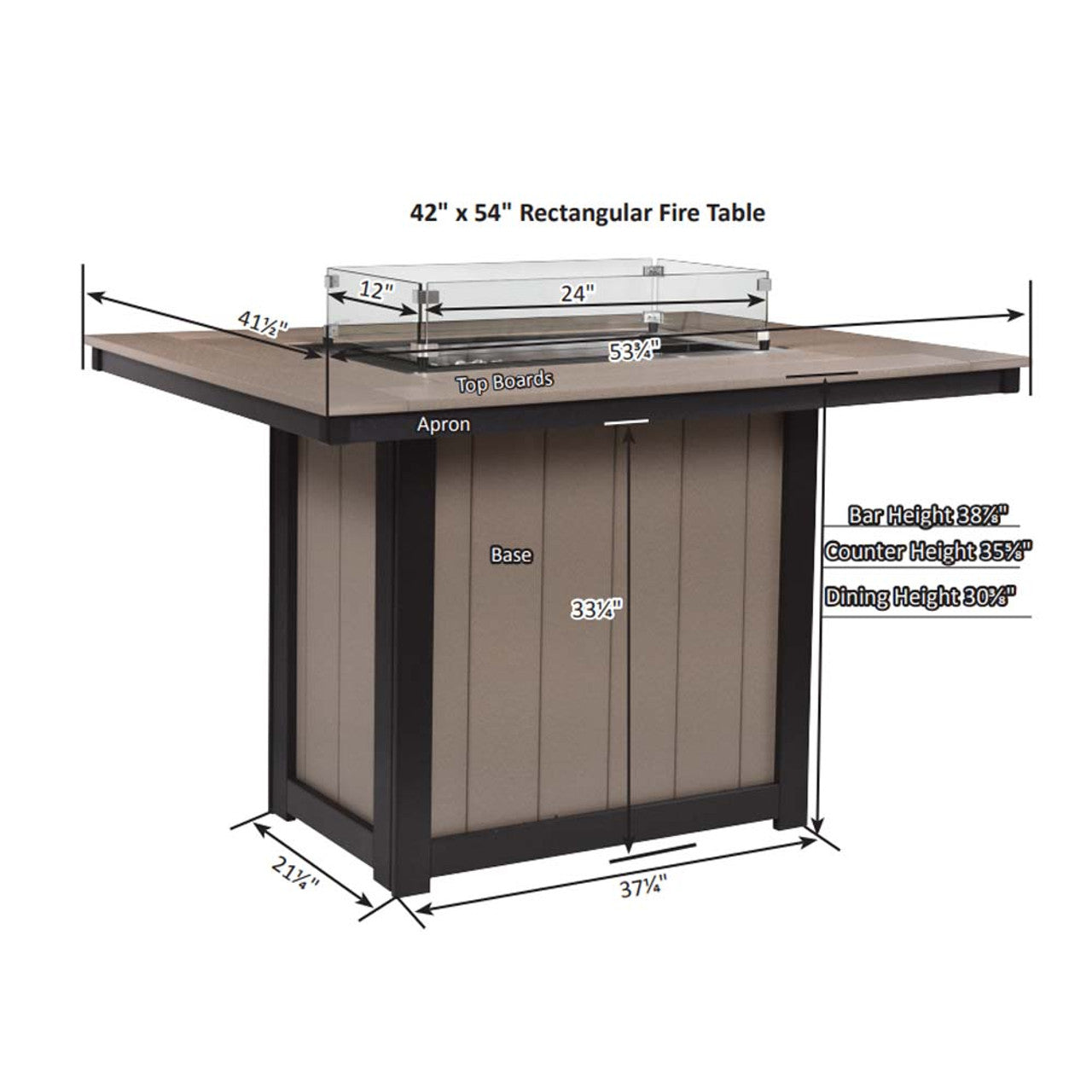 Berlin Gardens Donoma Hammered Top 42" x 54" Rectangular Fire Table Counter - DHFT4254C 2