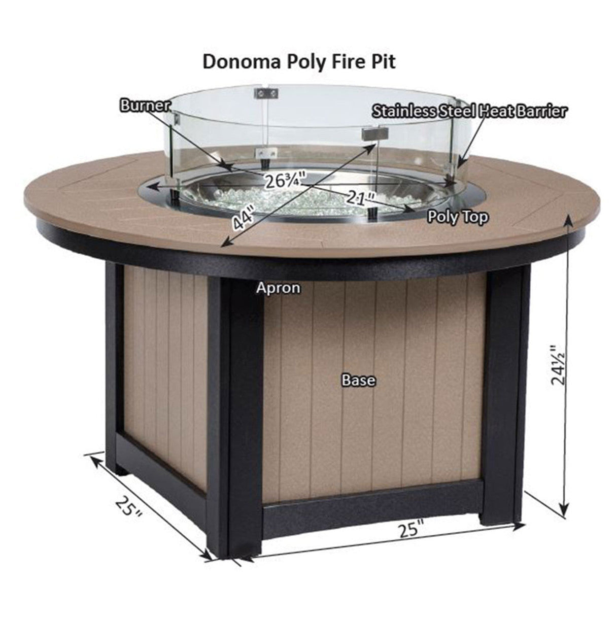 Berlin Gardens Donoma Hammered Top 44" Round Fire Pit - DHFFP2544 3