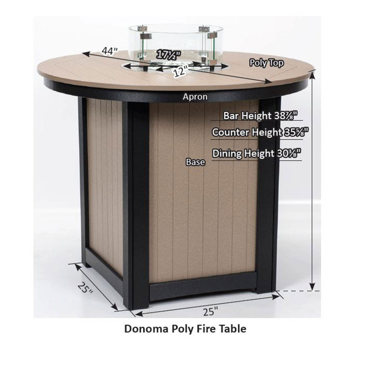 Berlin Gardens Donoma Hammered Top 44" Round Fire Table Bar - DHFT3944B 2